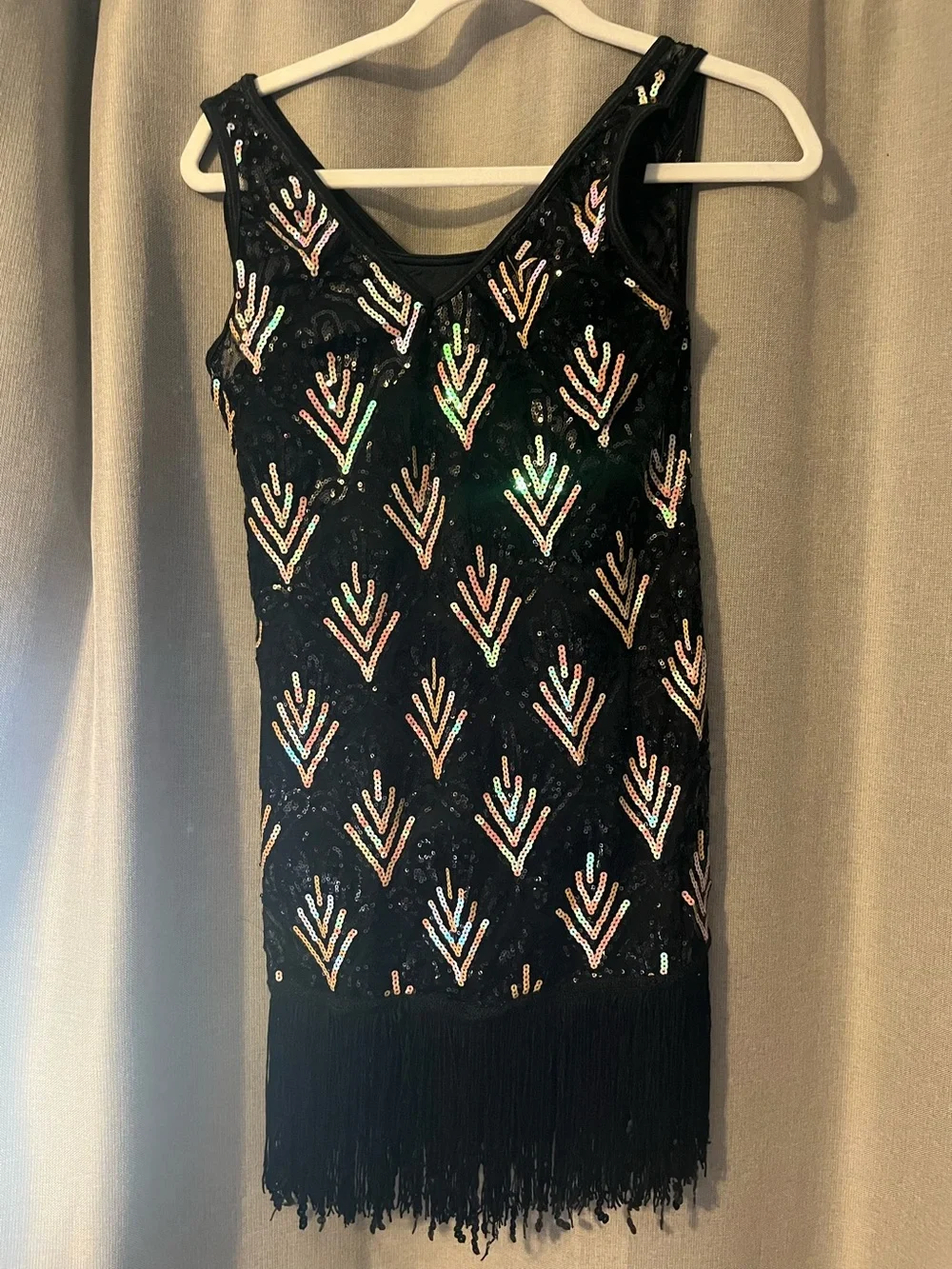 Black Sequin Fringe dance costume